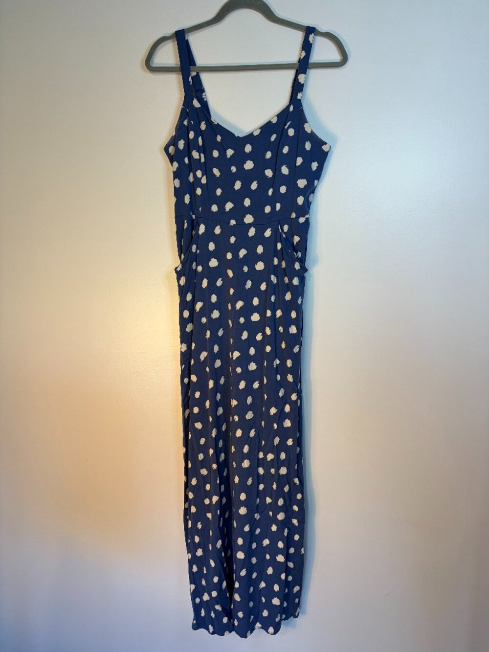 41 Hawthrone Blue White Polka Dot Maxi Sundress